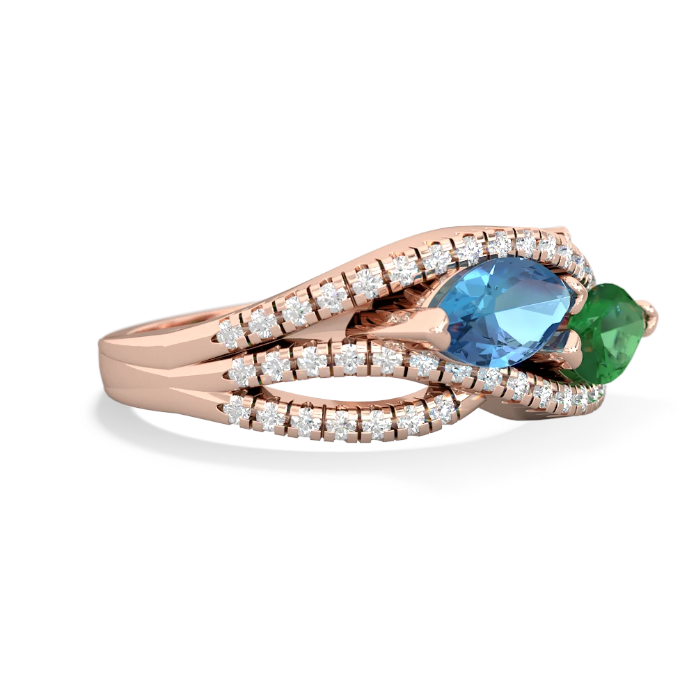 Blue Topaz Diamond Rivers 14K Rose Gold ring R3070