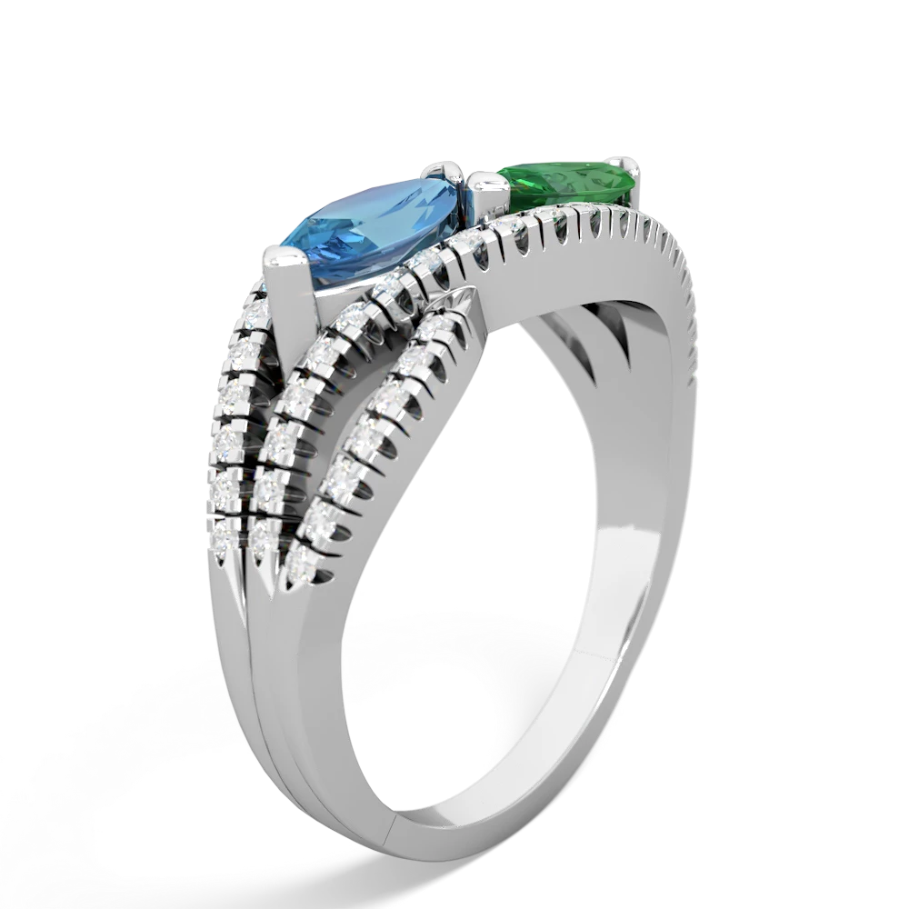 Blue Topaz Diamond Rivers 14K White Gold ring R3070