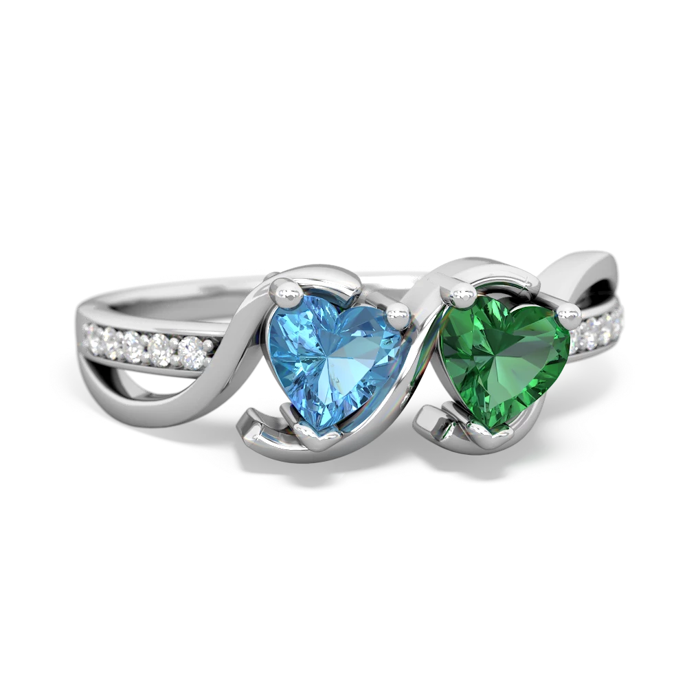 Blue Topaz Side By Side 14K White Gold ring R3090