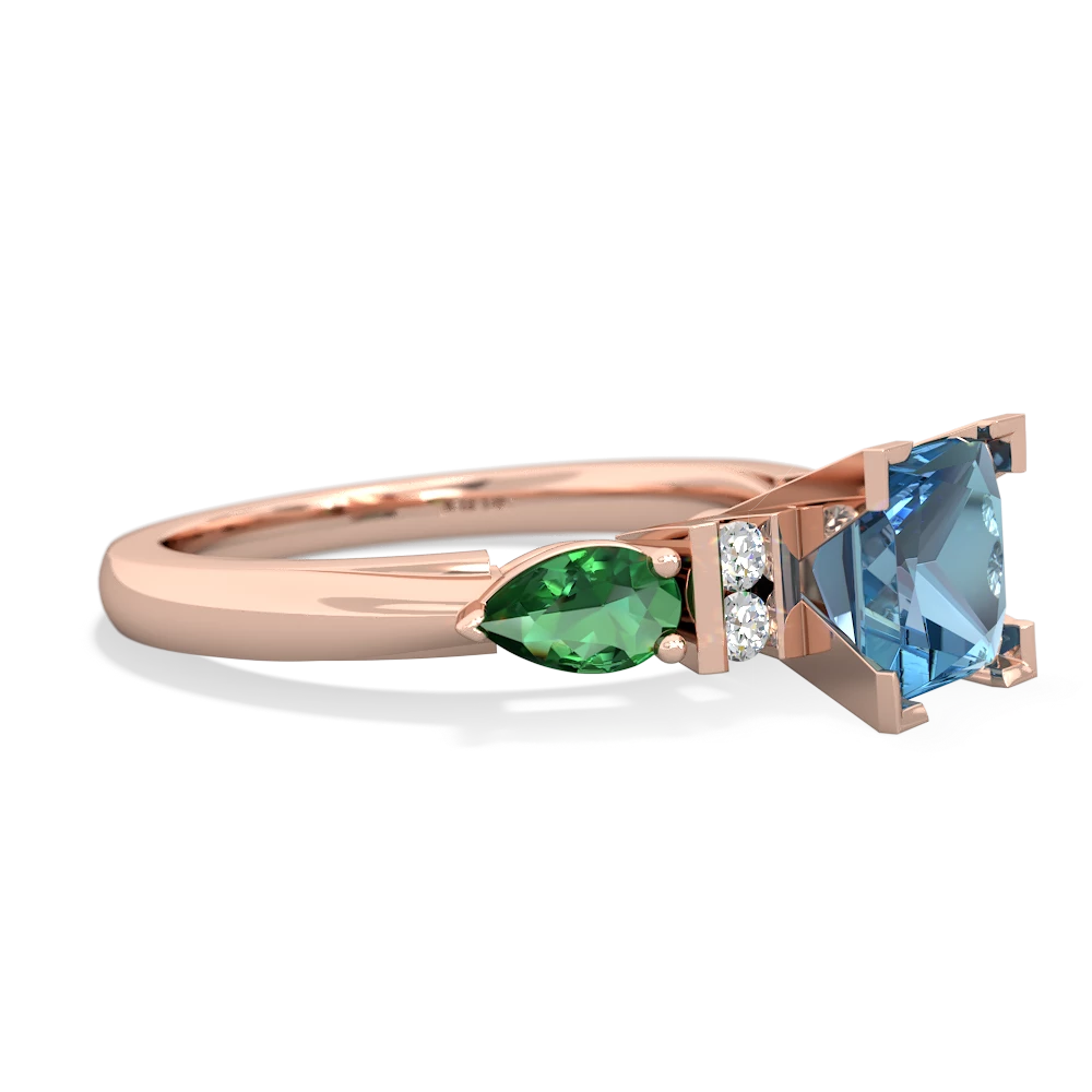 Blue Topaz 6Mm Princess Eternal Embrace Engagement 14K Rose Gold ring C2002