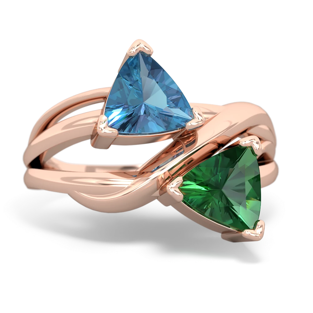 Blue Topaz Split Band Swirl 14K Rose Gold ring R2341