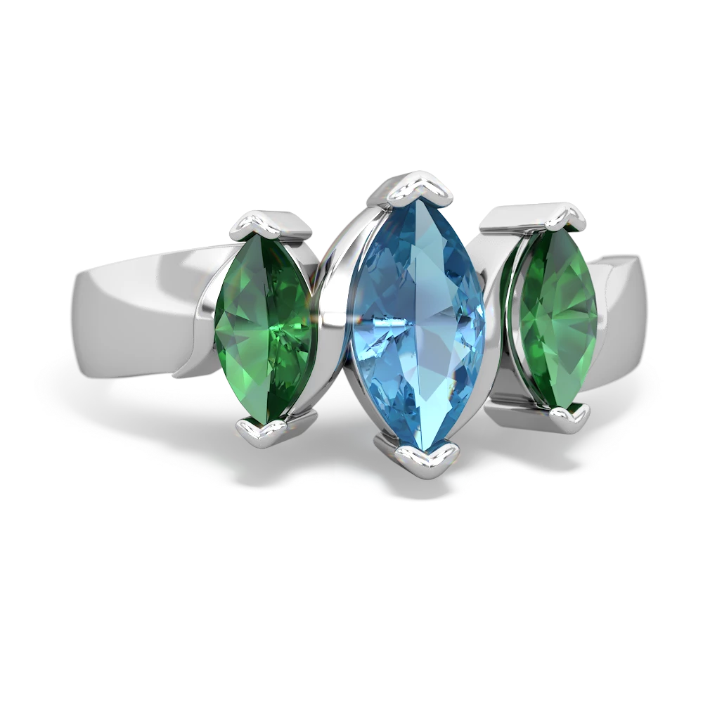 Blue Topaz Three Peeks 14K White Gold ring R2433