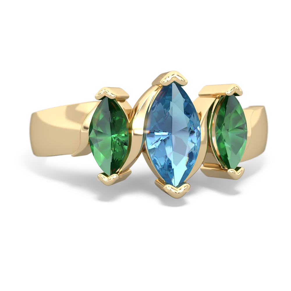 Blue Topaz Three Peeks 14K Yellow Gold ring R2433