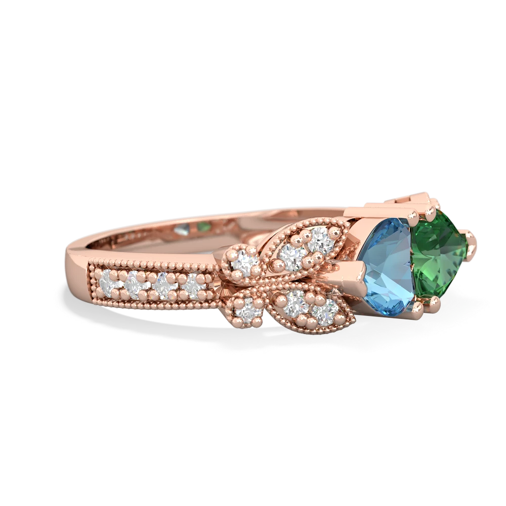 Blue Topaz Diamond Butterflies 14K Rose Gold ring R5601