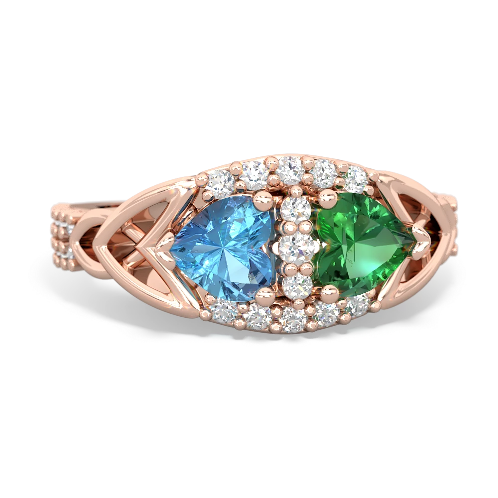 Blue Topaz Sparkling Celtic Knot 14K Rose Gold ring R2645