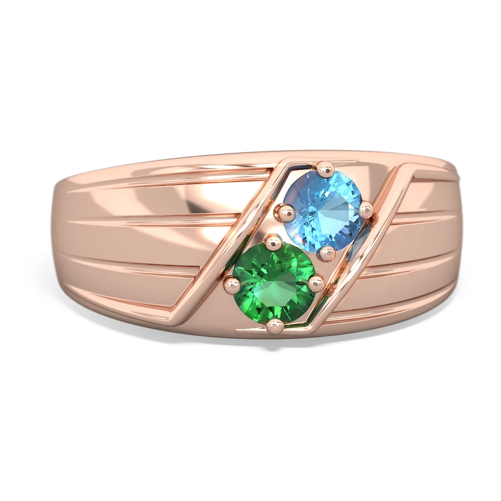 Blue Topaz Men's Streamline 14K Rose Gold ring R0460