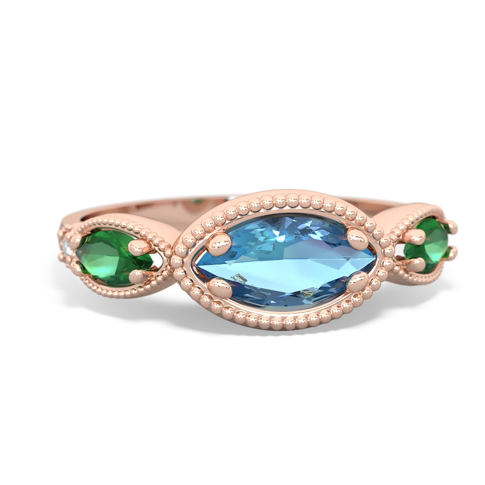 Blue Topaz Milgrain Marquise 14K Rose Gold ring R5700