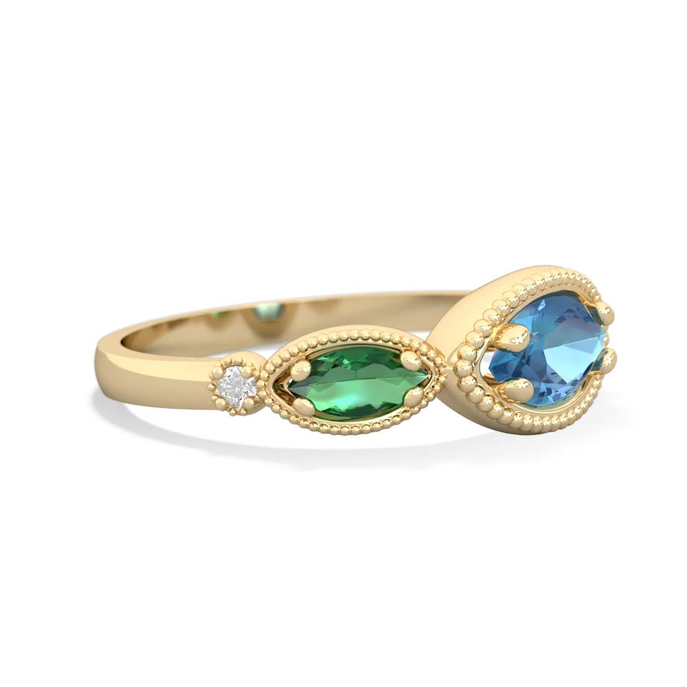 Blue Topaz Milgrain Marquise 14K Yellow Gold ring R5700