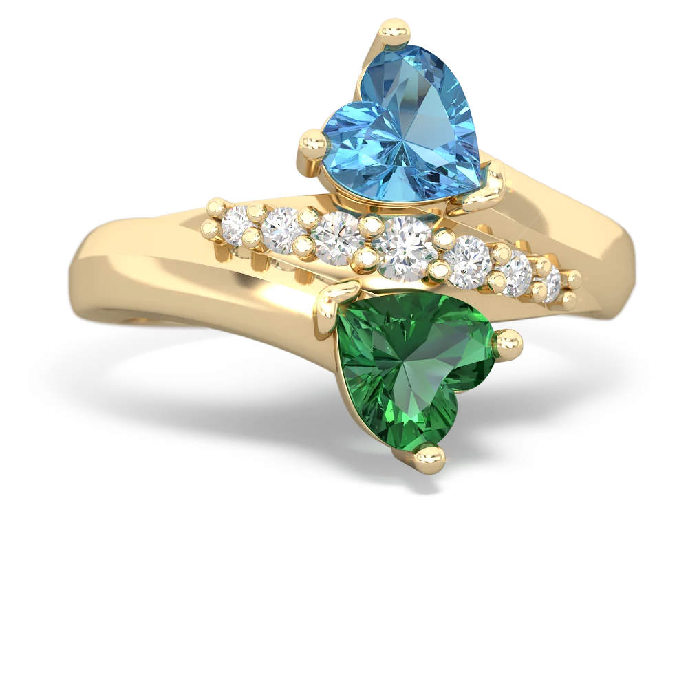 Blue Topaz Heart To Heart 14K Yellow Gold ring R2064