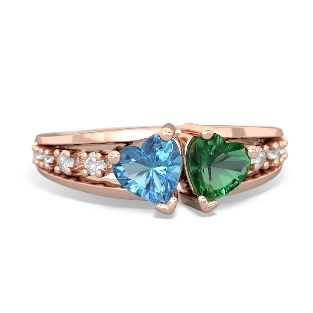 Blue Topaz Heart To Heart 14K Rose Gold ring R3342