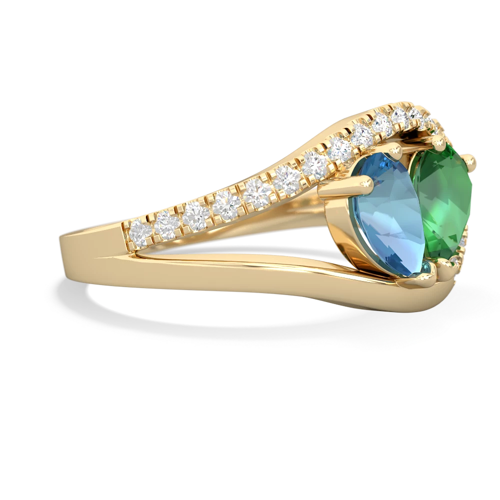 Blue Topaz Nestled Heart Keepsake 14K Yellow Gold ring R5650