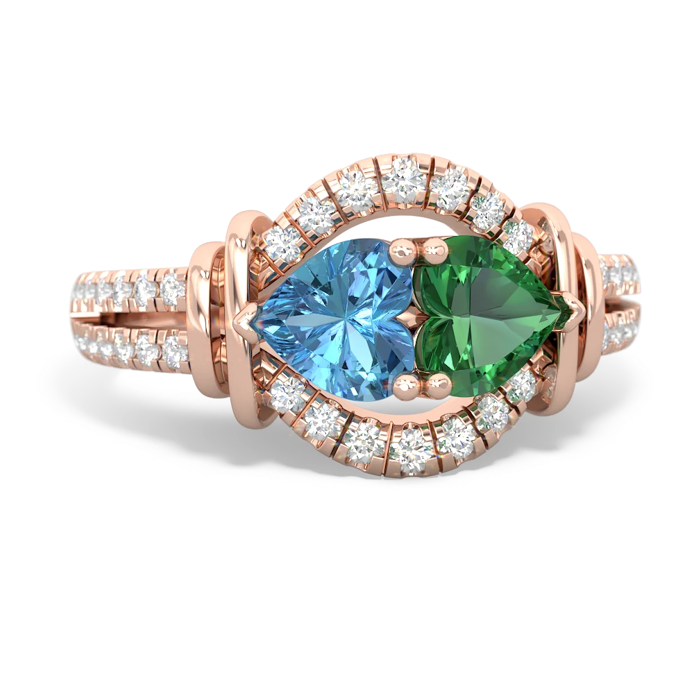 Blue Topaz Art-Deco Keepsake 14K Rose Gold ring R5630