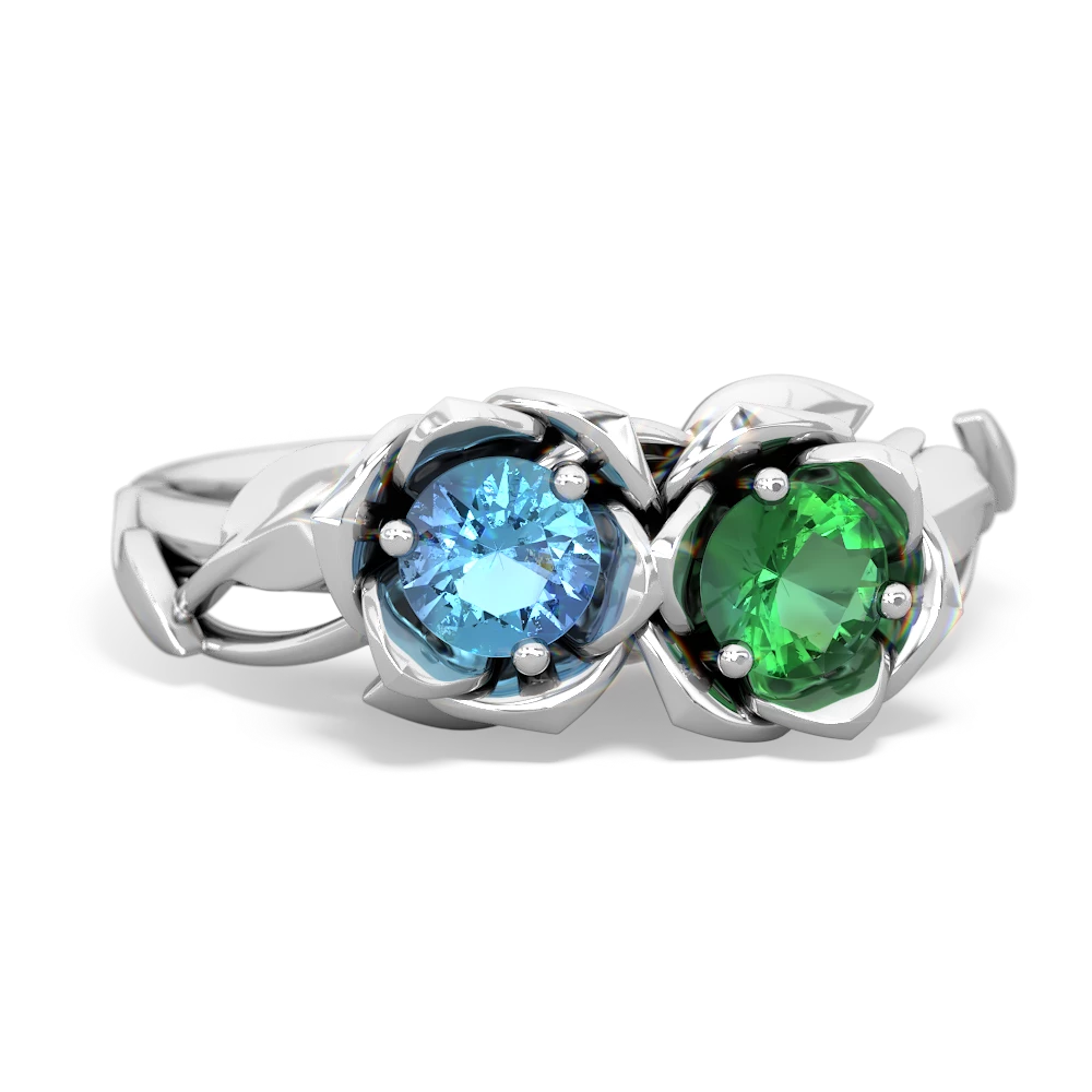 Blue Topaz Rose Garden 14K White Gold ring R5510