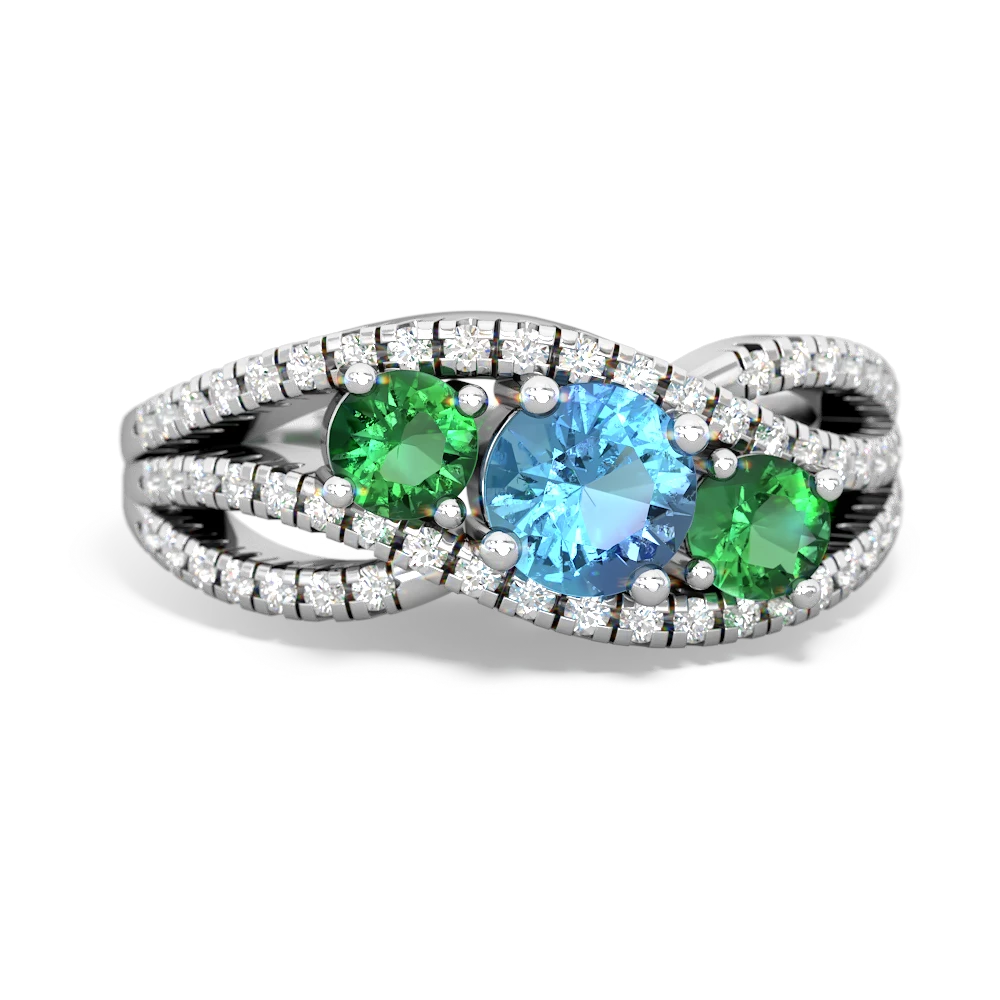 Blue Topaz Three Stone Aurora 14K White Gold ring R3080