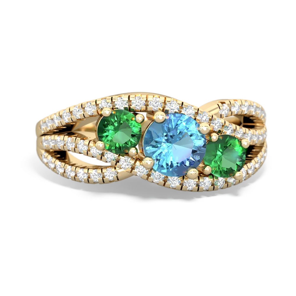 Blue Topaz Three Stone Aurora 14K Yellow Gold ring R3080