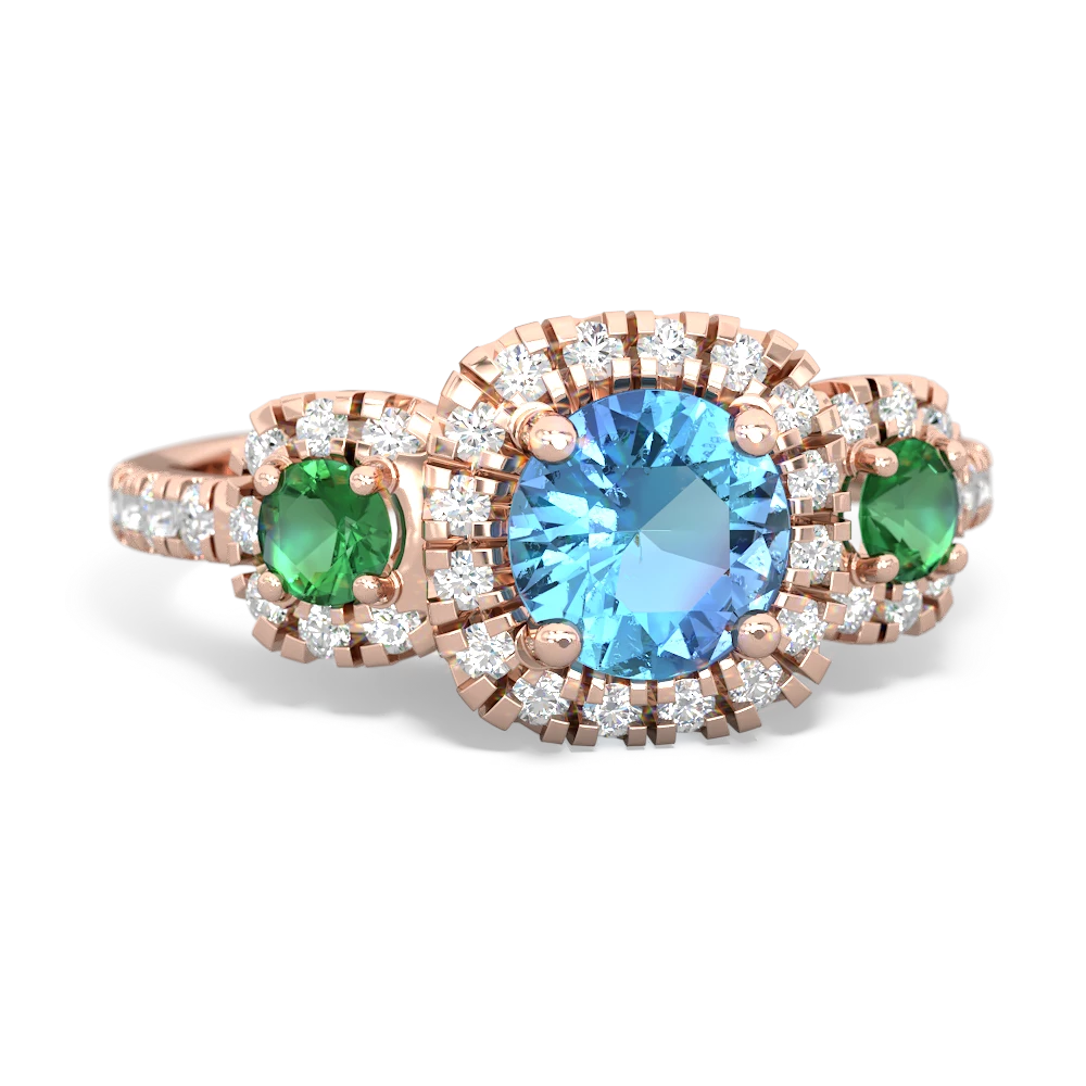 Blue Topaz Regal Halo 14K Rose Gold ring R5350