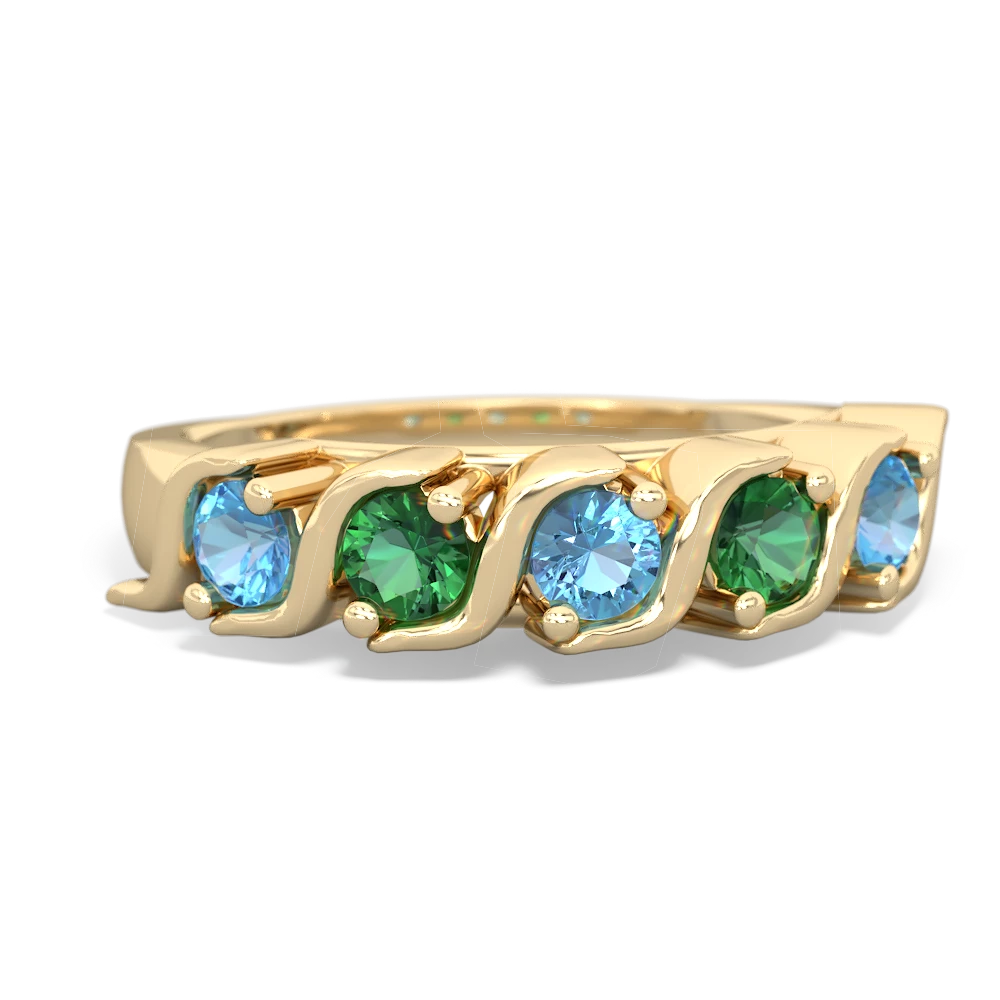 Blue Topaz Anniversary Band 14K Yellow Gold ring R2089