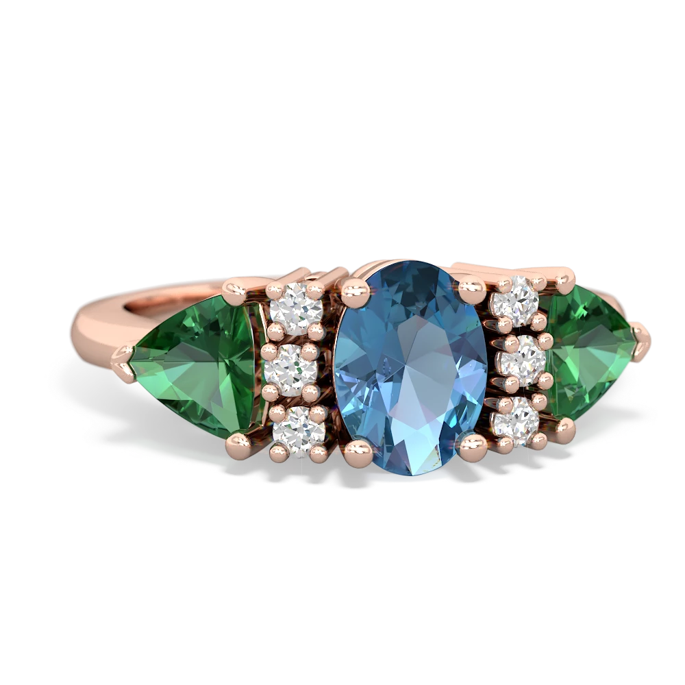 Blue Topaz Antique Style Three Stone 14K Rose Gold ring R2186