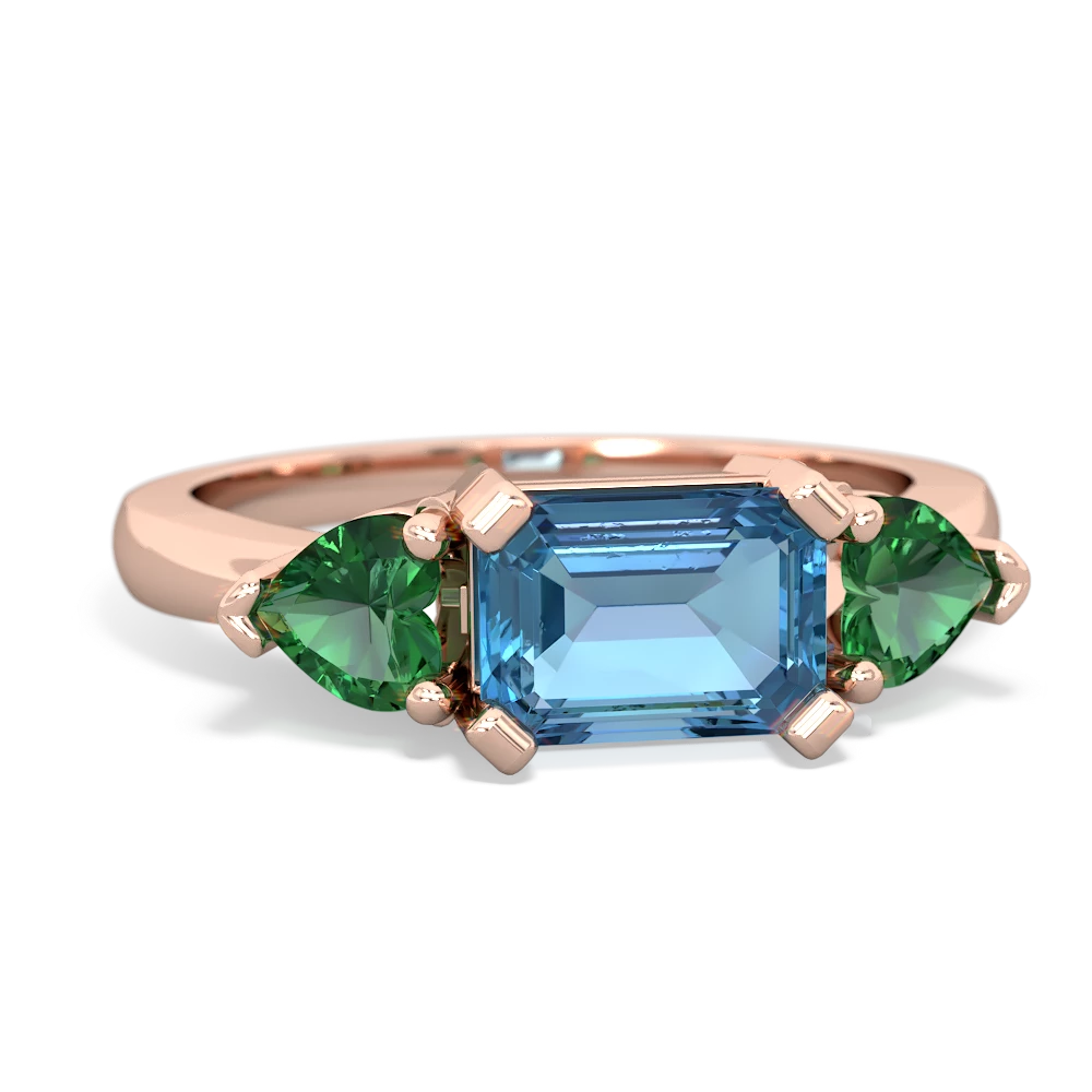 Blue Topaz Three Stone 14K Rose Gold ring R5235