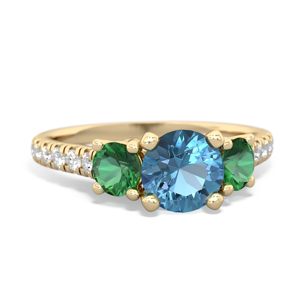 Blue Topaz Pave Trellis 14K Yellow Gold ring R5500