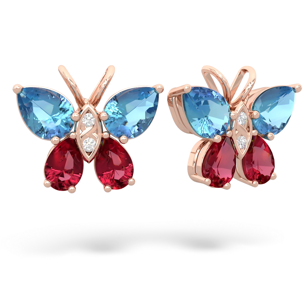 Blue Topaz Butterfly 14K Rose Gold earrings E2215