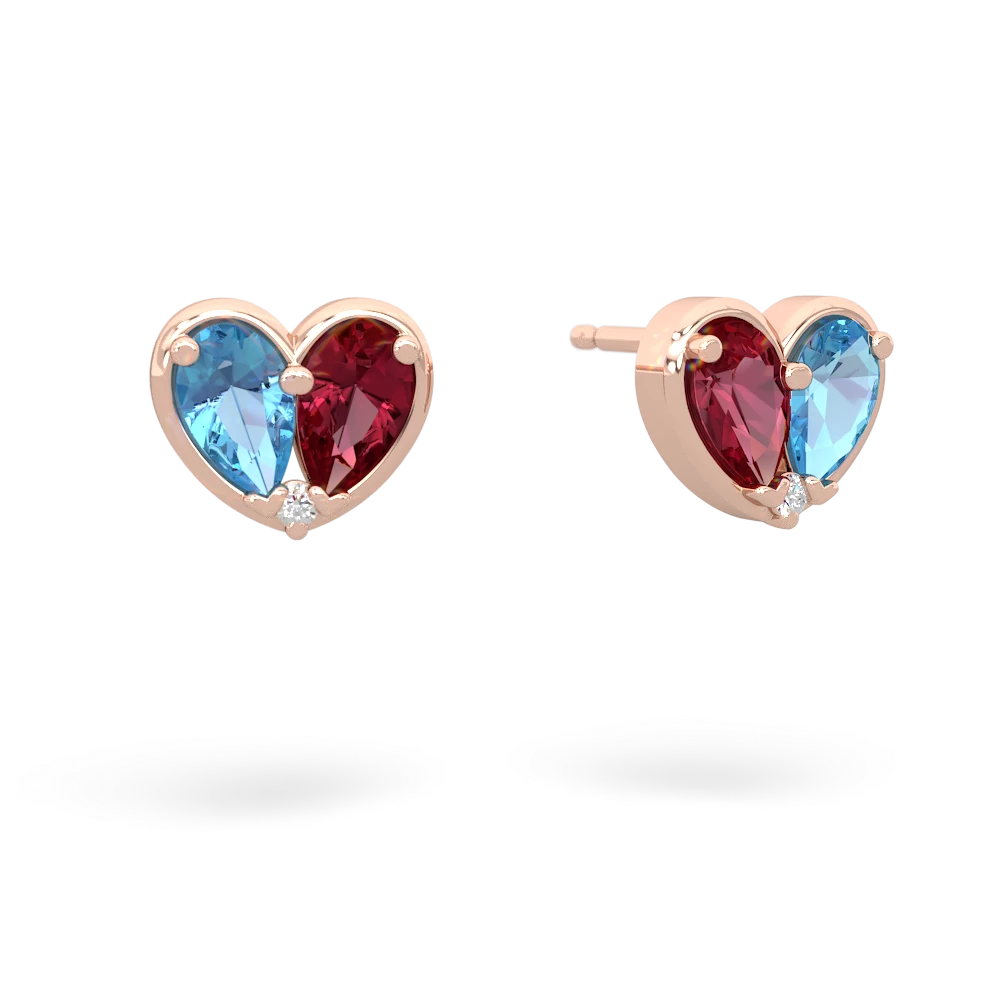 Blue Topaz 'Our Heart' 14K Rose Gold earrings E5072