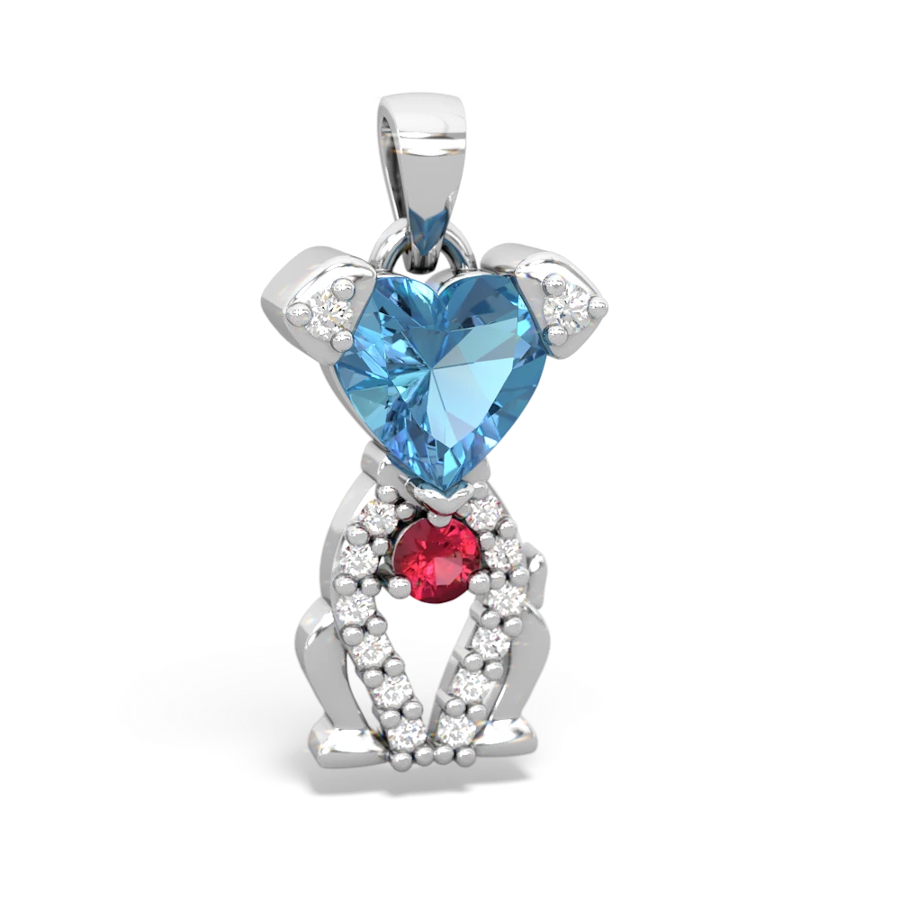 Blue Topaz Puppy Love 14K White Gold pendant P5800