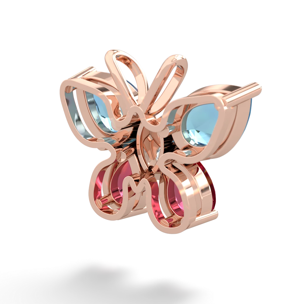 Blue Topaz Butterfly 14K Rose Gold pendant P2215