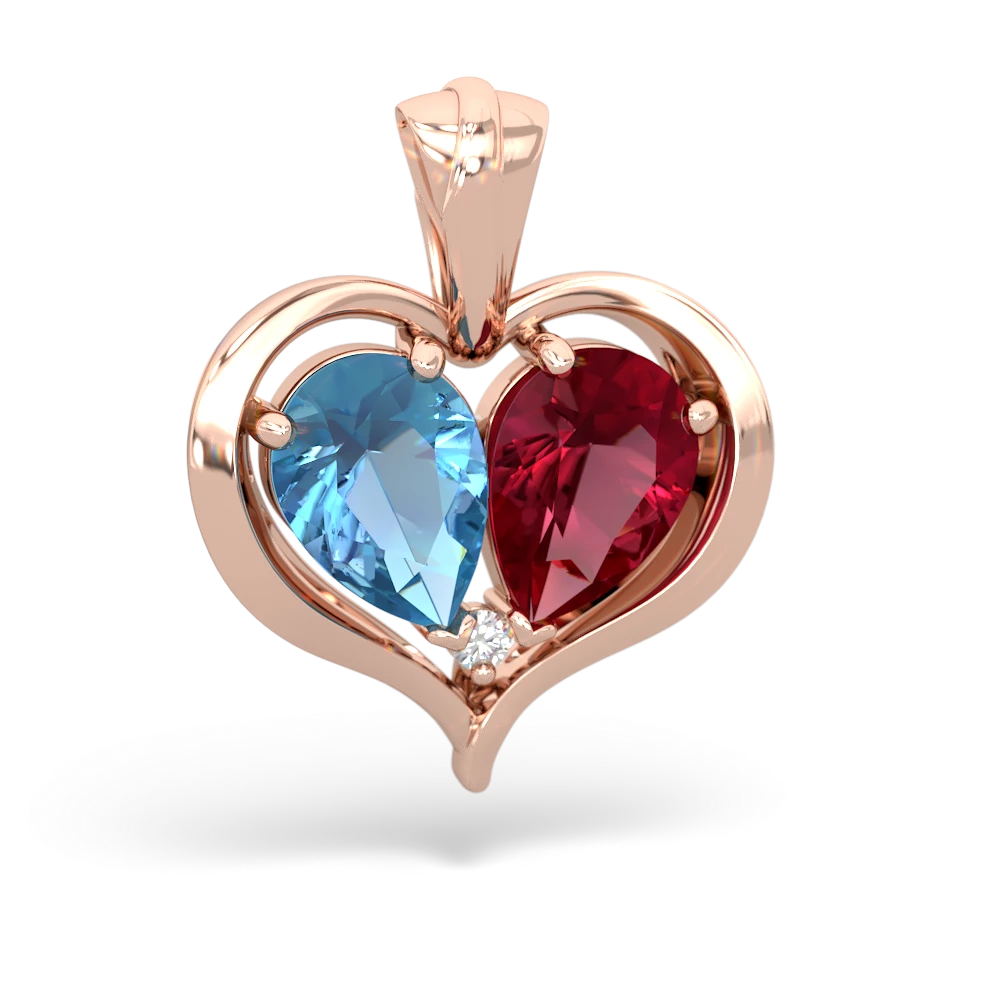 Blue Topaz Two Become One 14K Rose Gold pendant P5330