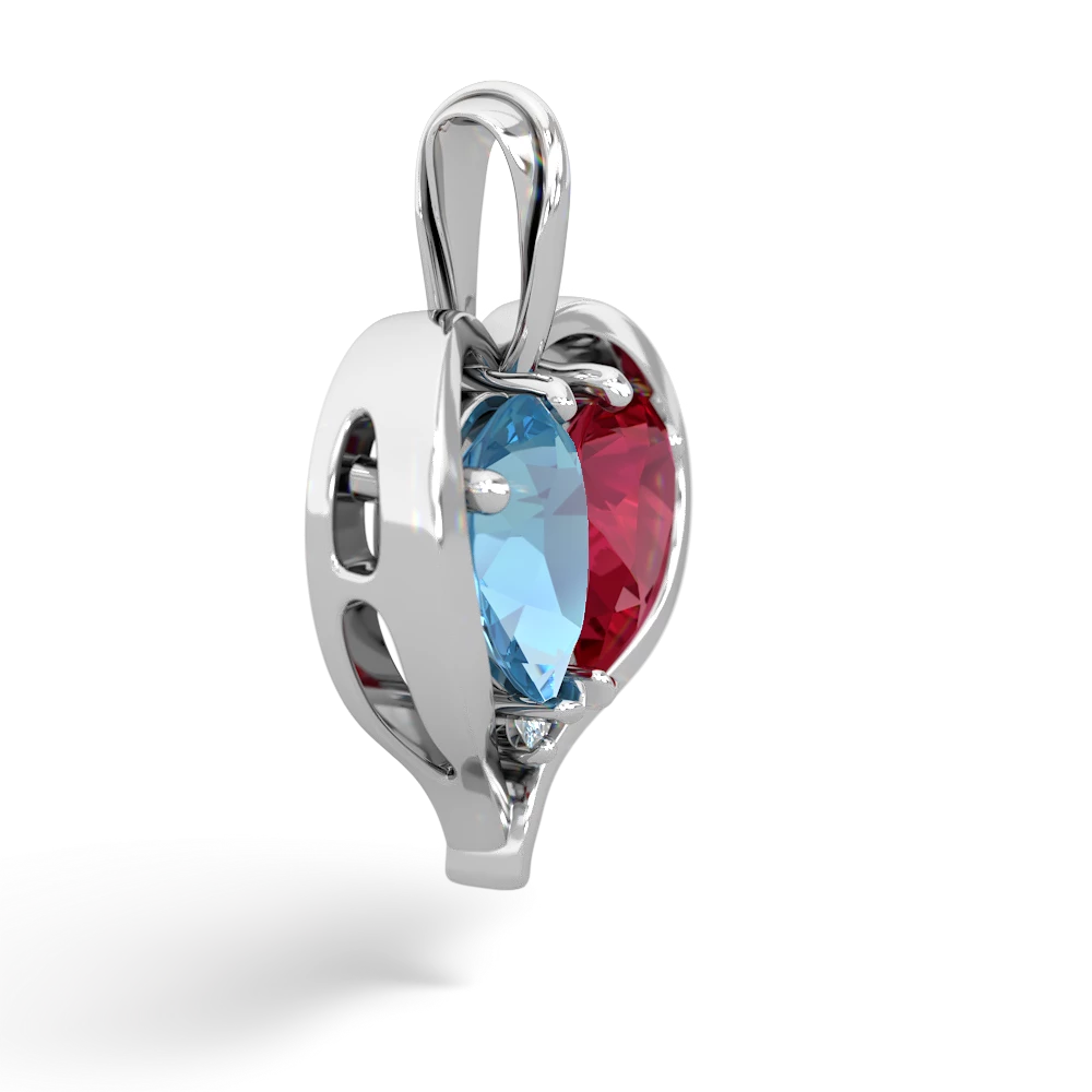 Blue Topaz Two Become One 14K White Gold pendant P5330