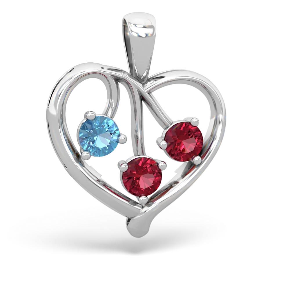 Blue Topaz Glowing Heart 14K White Gold pendant P2233