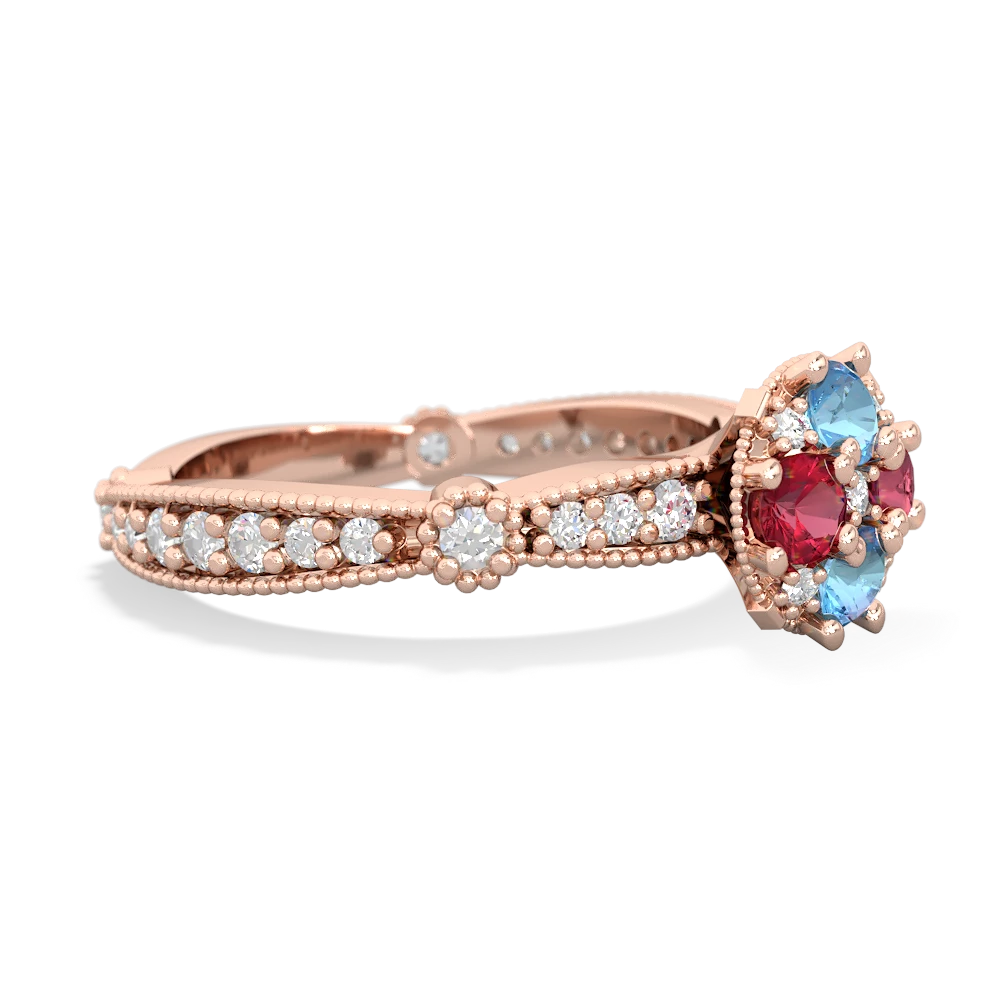 Blue Topaz Sparkling Tiara Cluster 14K Rose Gold ring R26293RD