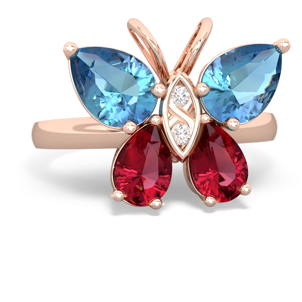 Blue Topaz Butterfly 14K Rose Gold ring R2215