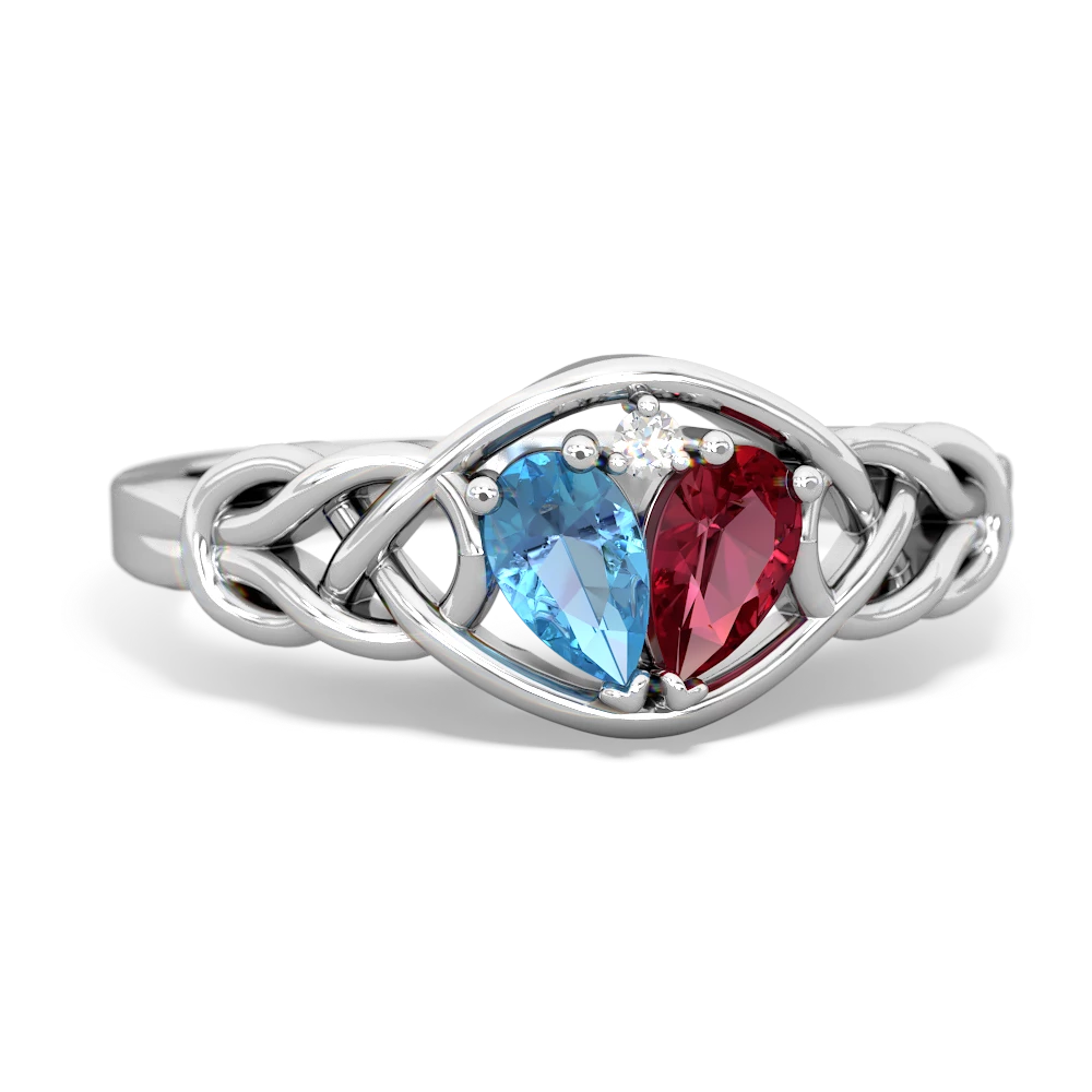 Blue Topaz Celtic Love Knot 14K White Gold ring R5420