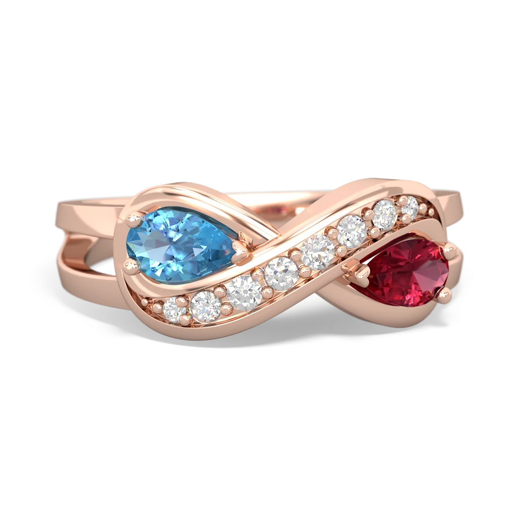 Blue Topaz Diamond Infinity 14K Rose Gold ring R5390