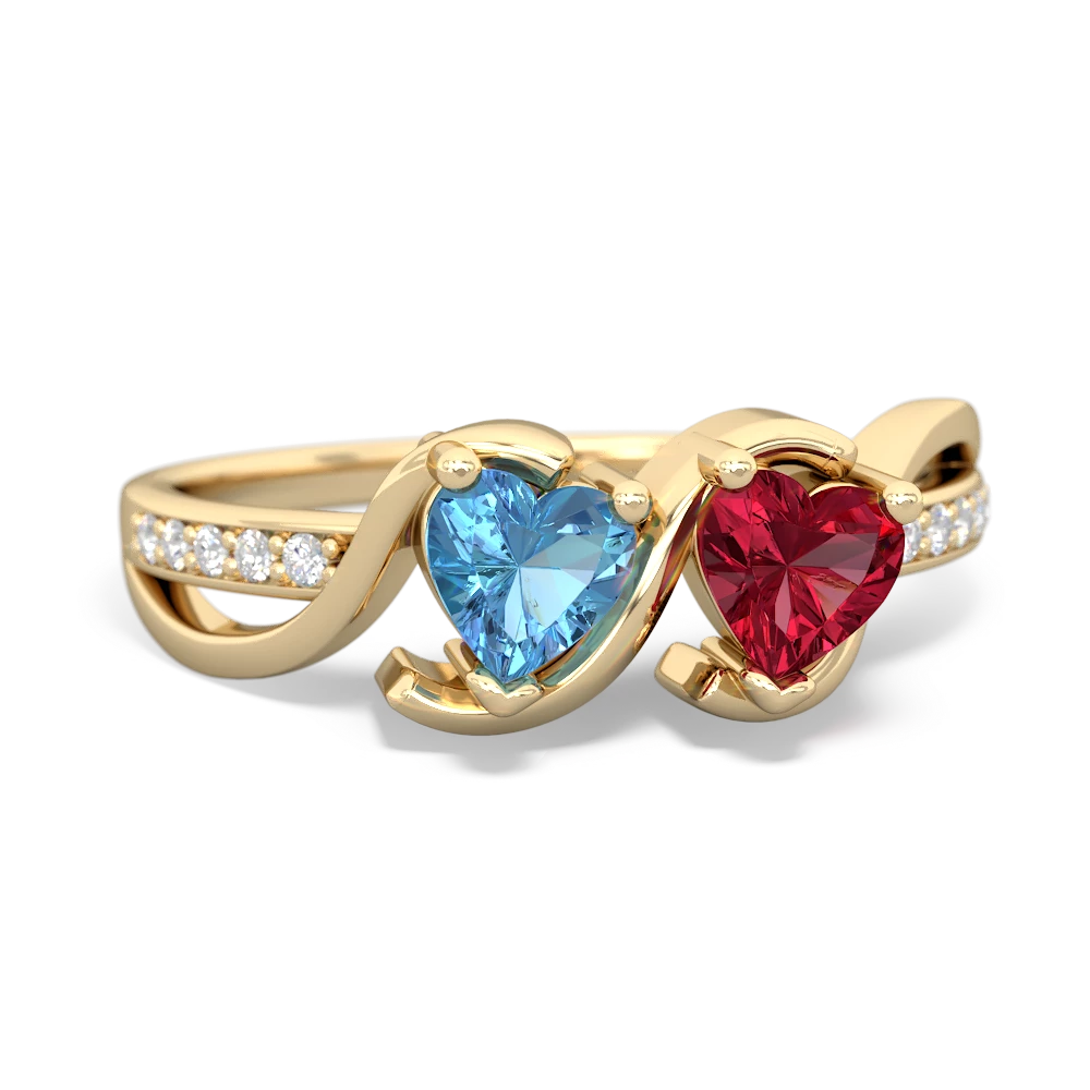 Blue Topaz Side By Side 14K Yellow Gold ring R3090