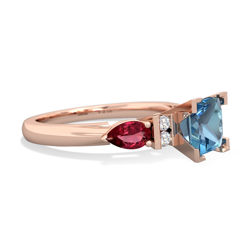 Blue Topaz 6Mm Princess Eternal Embrace Engagement 14K Rose Gold ring C2002