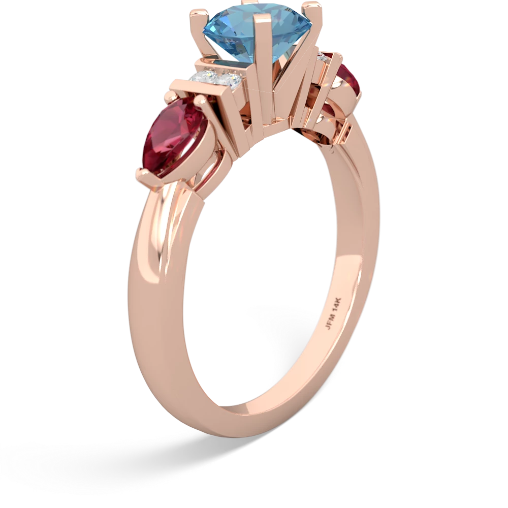 Blue Topaz 6Mm Round Eternal Embrace Engagement 14K Rose Gold ring R2005