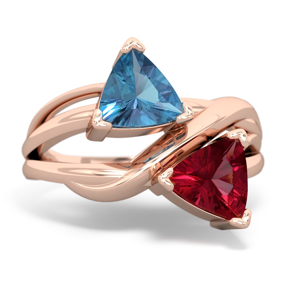 Blue Topaz Split Band Swirl 14K Rose Gold ring R2341