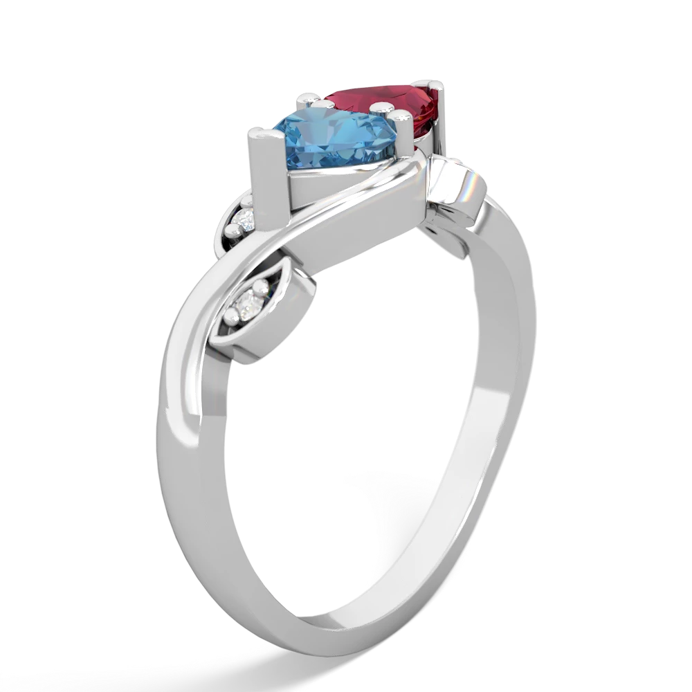 Blue Topaz Floral Elegance 14K White Gold ring R5790