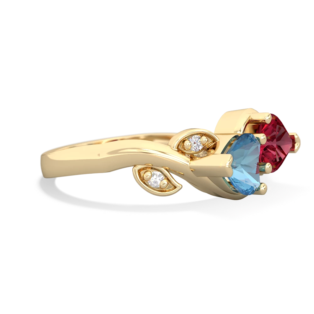 Blue Topaz Floral Elegance 14K Yellow Gold ring R5790