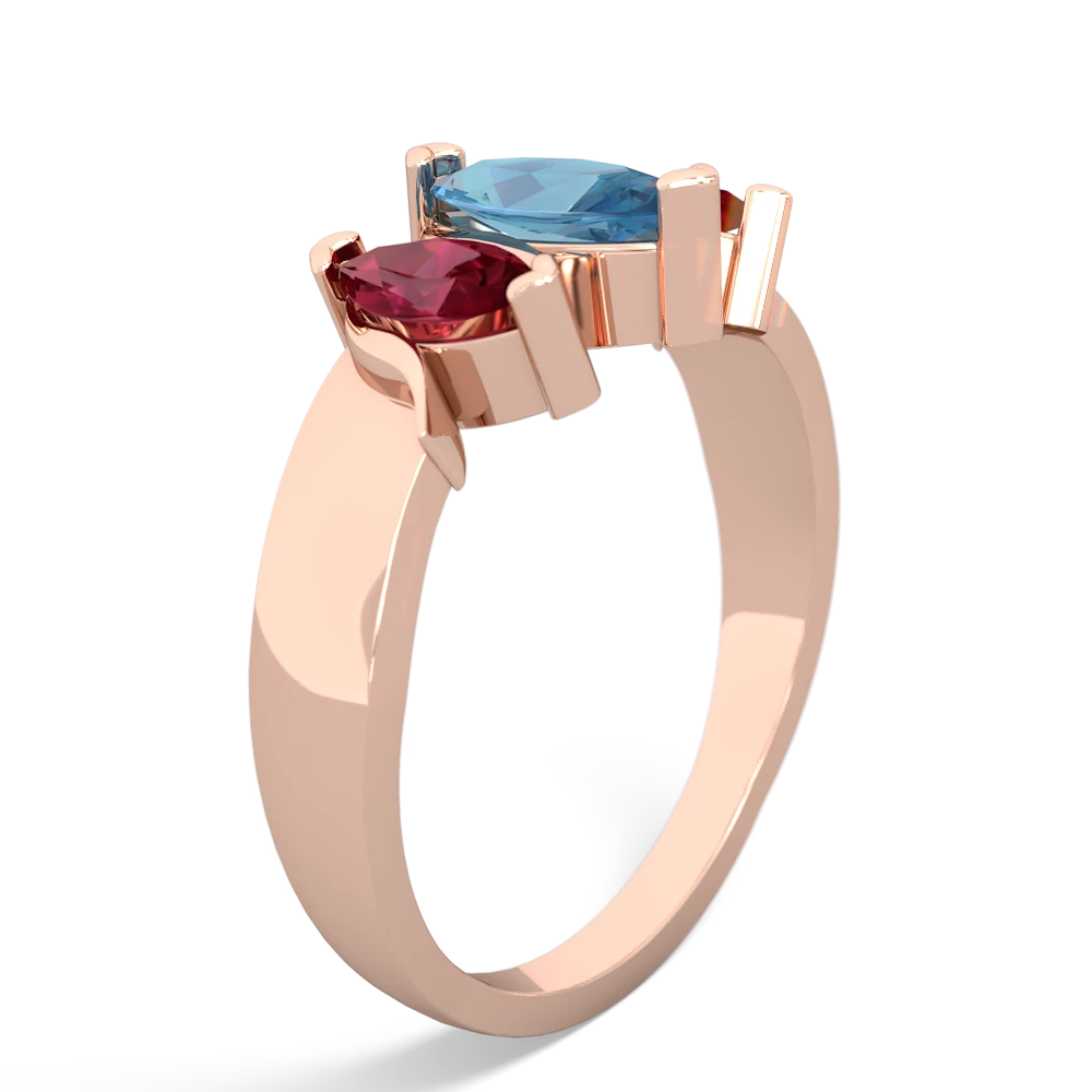 Blue Topaz Three Peeks 14K Rose Gold ring R2433