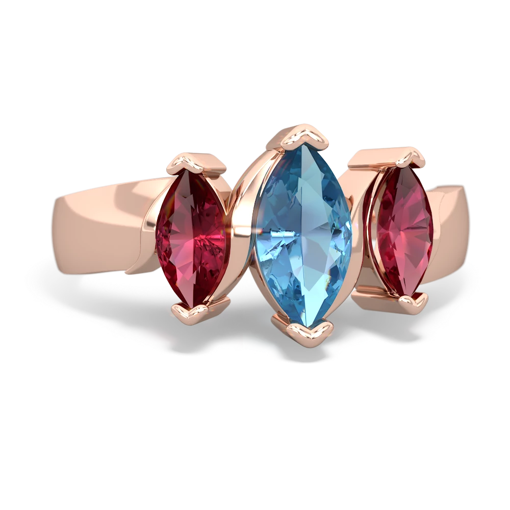 Blue Topaz Three Peeks 14K Rose Gold ring R2433