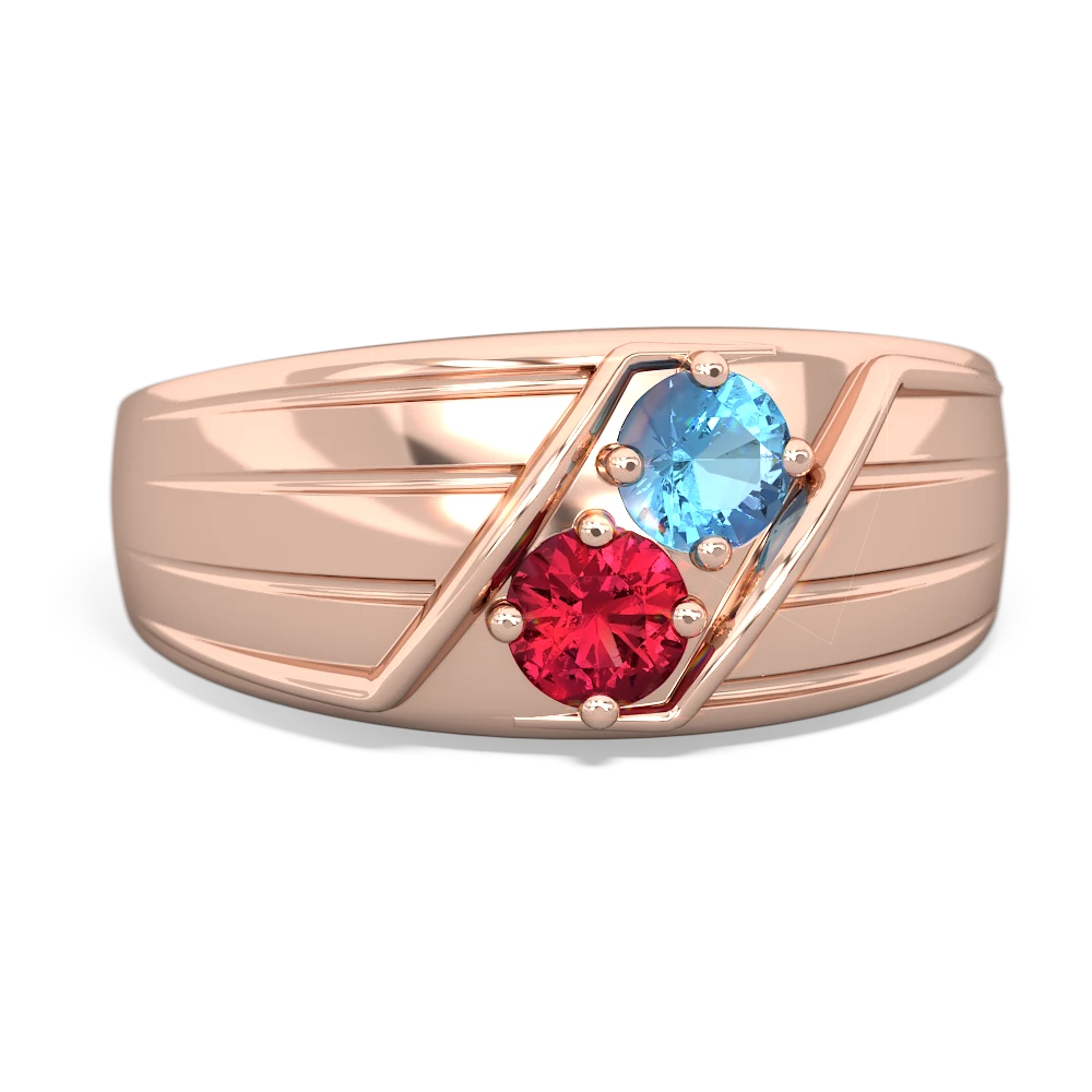 Blue Topaz Men's Streamline 14K Rose Gold ring R0460