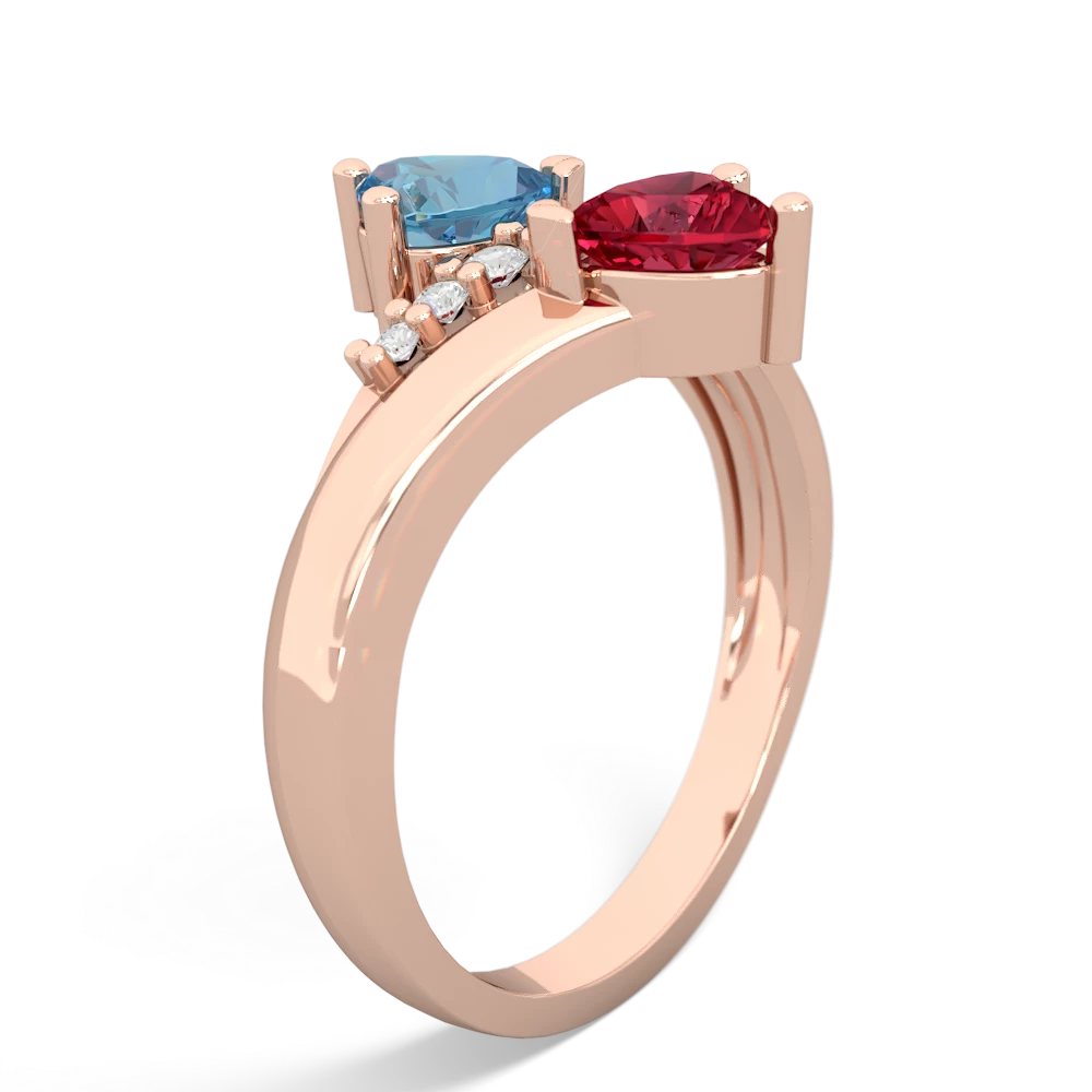 Blue Topaz Heart To Heart 14K Rose Gold ring R2064