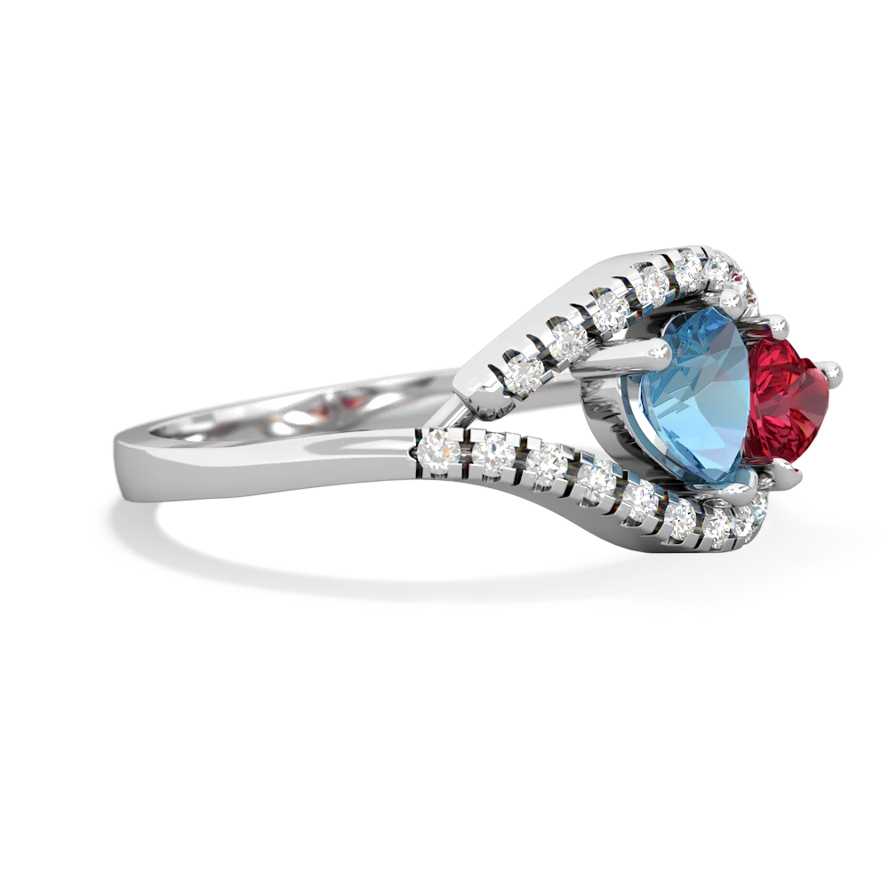 Blue Topaz Mother And Child 14K White Gold ring R3010