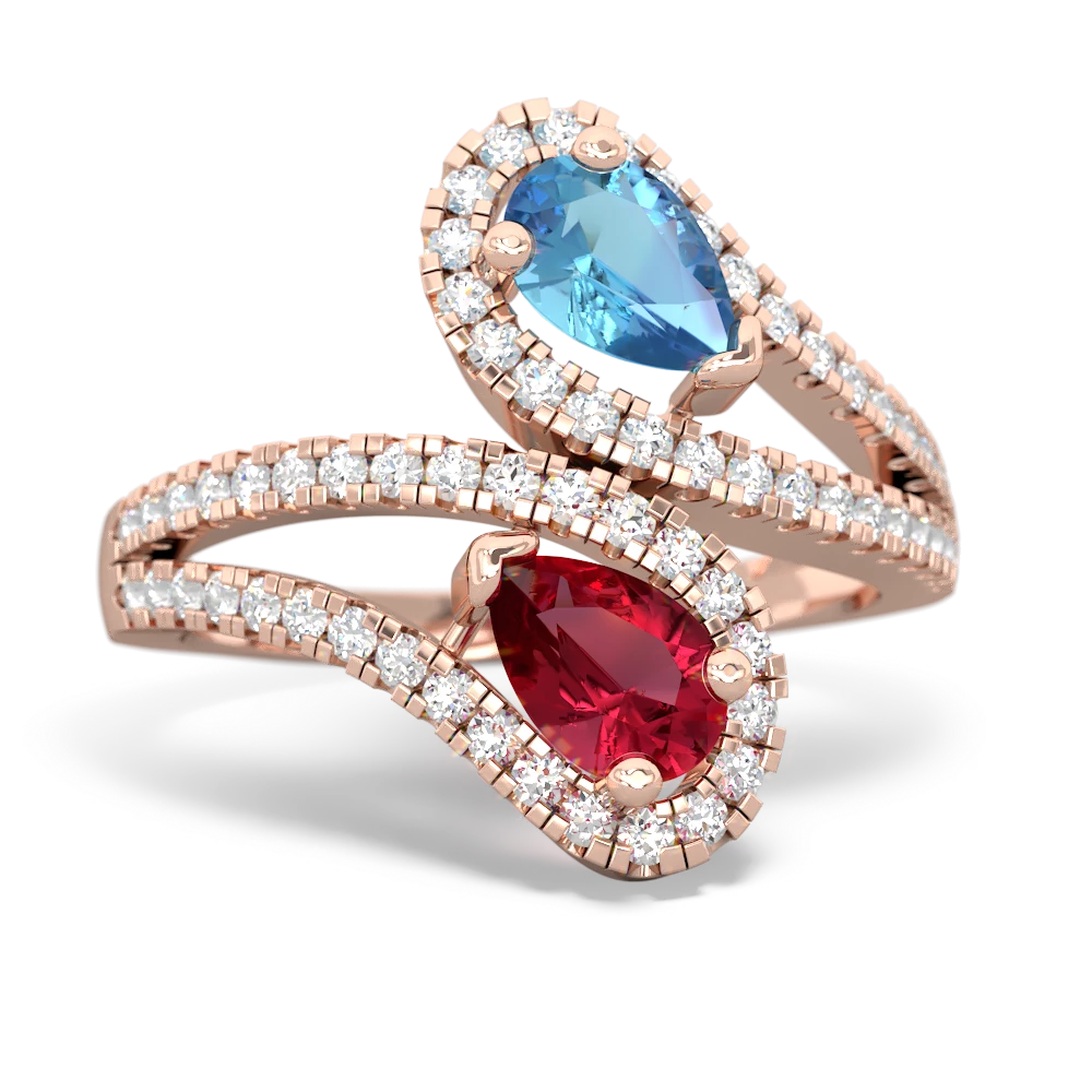 Blue Topaz Diamond Dazzler 14K Rose Gold ring R3000