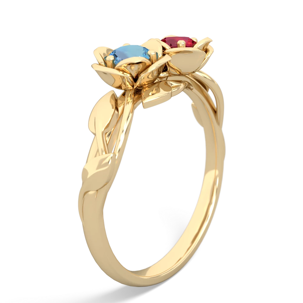 Blue Topaz Rose Garden 14K Yellow Gold ring R5510