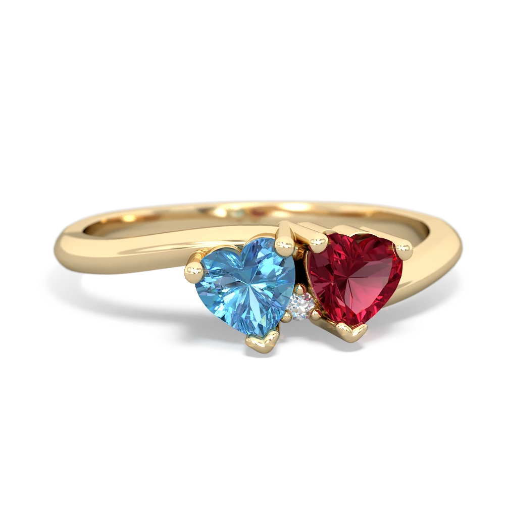 Blue Topaz Sweethearts 14K Yellow Gold ring R5260