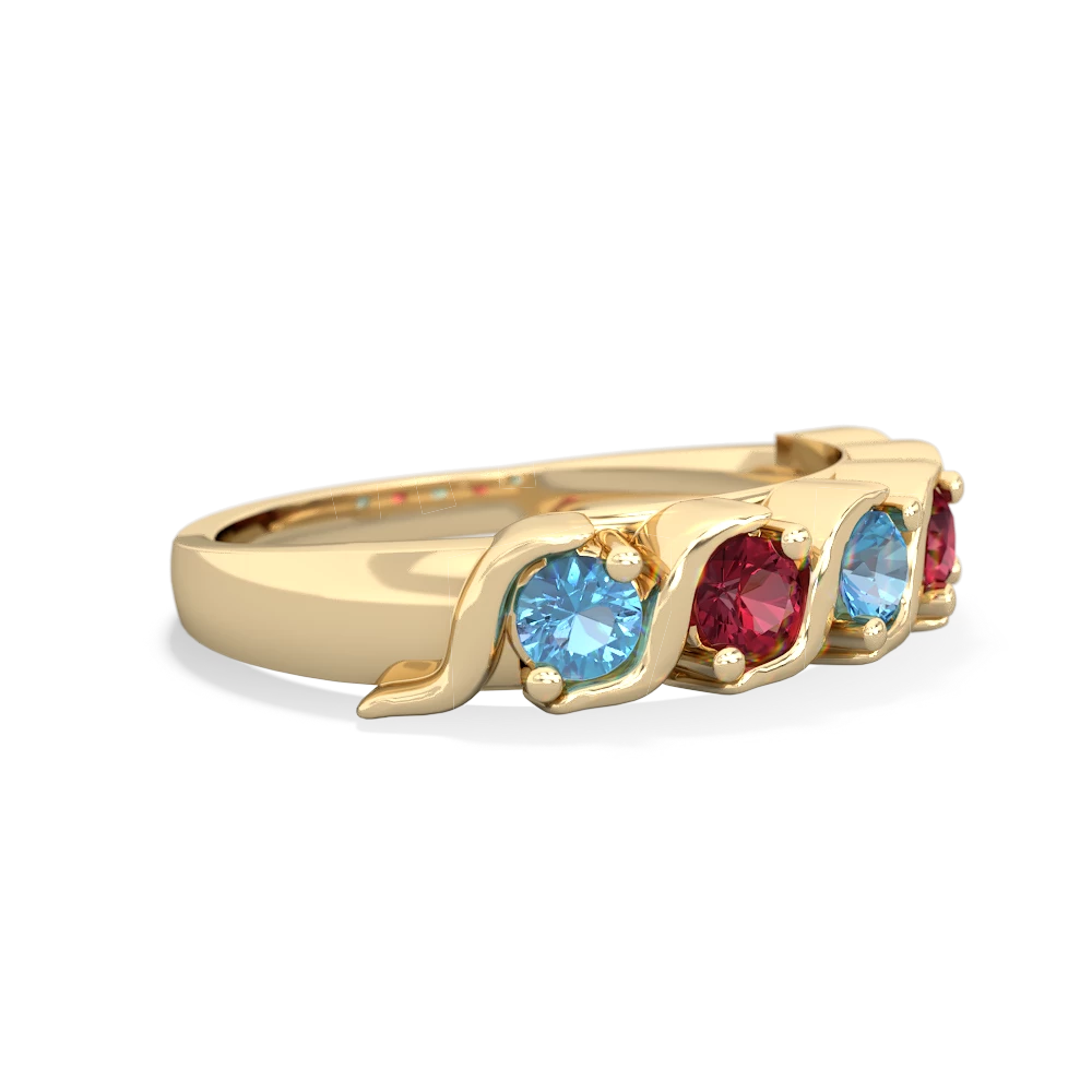 Blue Topaz Anniversary Band 14K Yellow Gold ring R2089